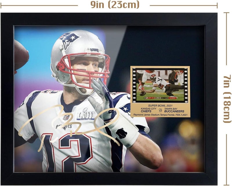 ORIMAMI Sport Fans Gifts - Signed Tom Brady Wooden Framed Photo Art Decor with 1x35mm Memorabilia Film Display,Cool Collectible Gifts for Football Fans - 8x6 Inches - Image 5